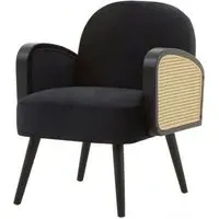 Hala Upholstered Armchair - Black, Velvet
