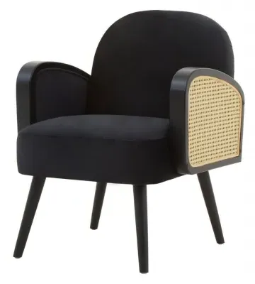 Hala Upholstered Armchair - Black, Velvet image