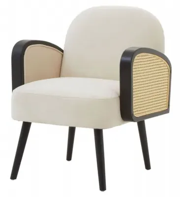 Hala Upholstered Armchair - Natural, Velvet