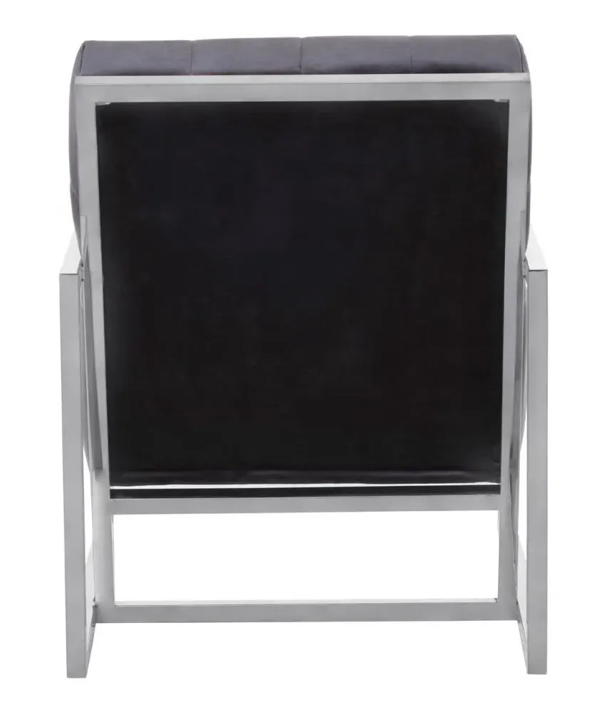 Hana Armchair with Chrome Frame - Black, Velvet