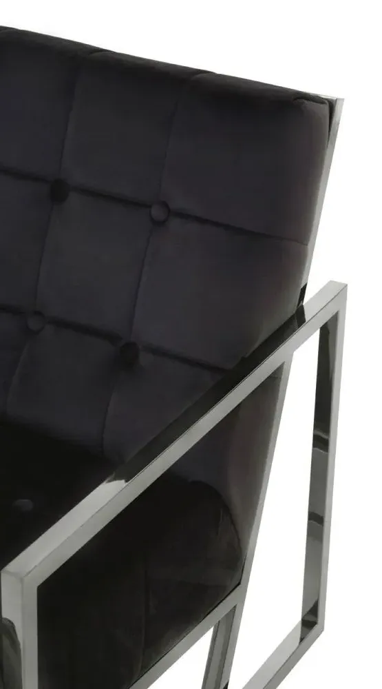 Hana Armchair with Chrome Frame - Black, Velvet