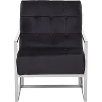 Hana Armchair with Chrome Frame - Black, Velvet
