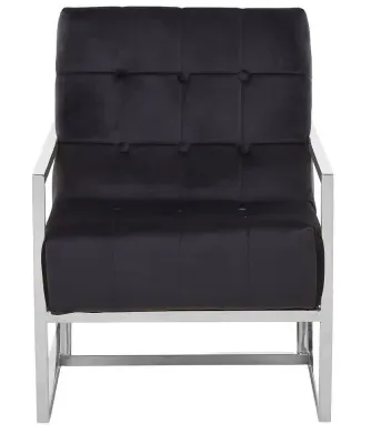 Hana Armchair with Chrome Frame - Black, Velvet image