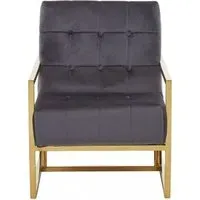Hana Armchair with Gold Frame - Grey, Velvet
