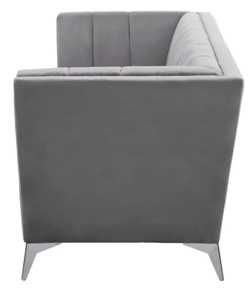 Hansa 3-Seater Sofa - Grey, Velvet