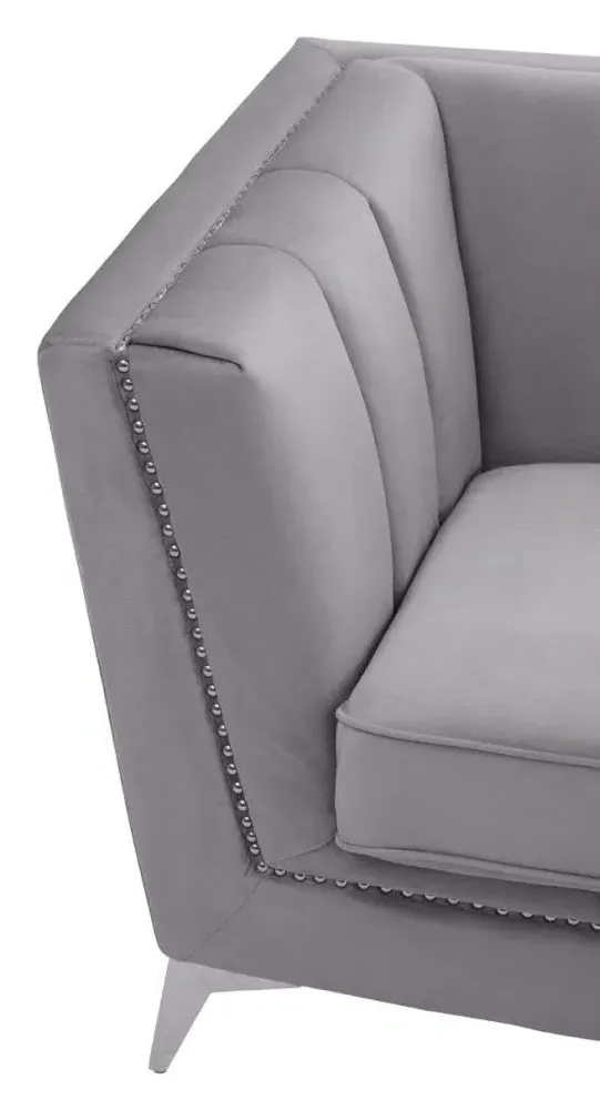 Hansa 3-Seater Sofa - Grey, Velvet
