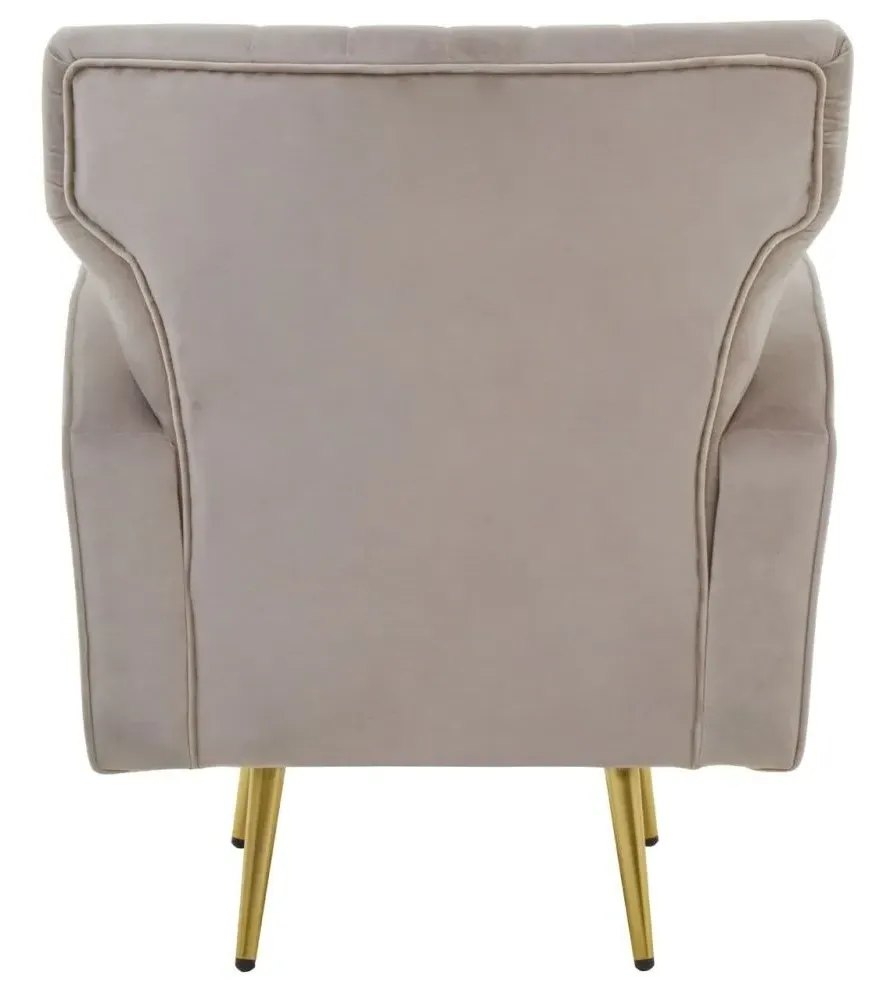Hayley Velvet Armchair with Gold Metal Legs - Mink