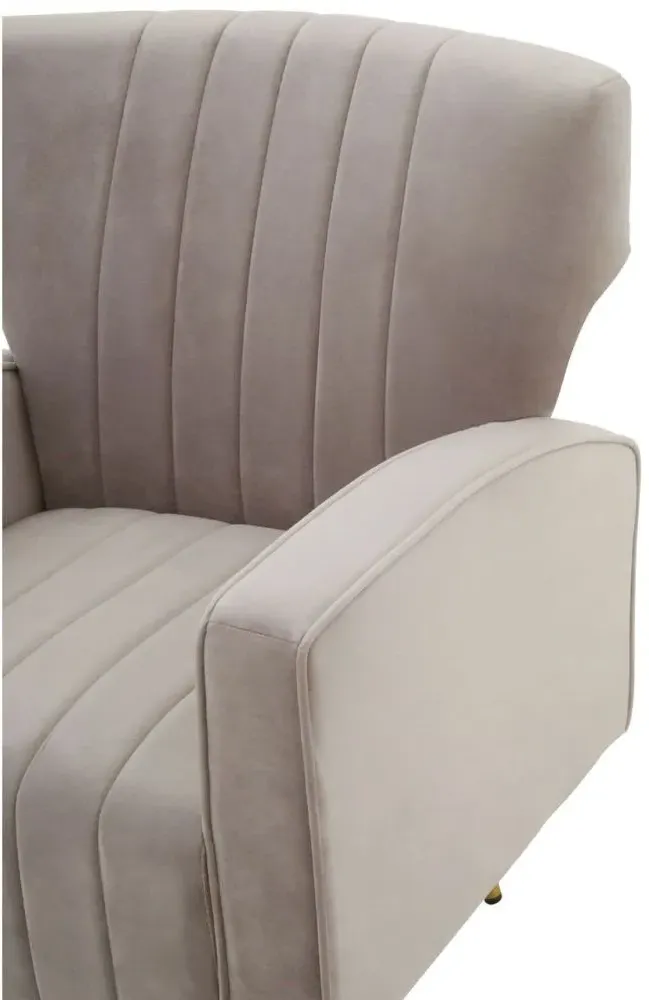Hayley Velvet Armchair with Gold Metal Legs - Mink