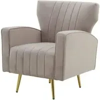 Hayley Velvet Armchair with Gold Metal Legs - Mink