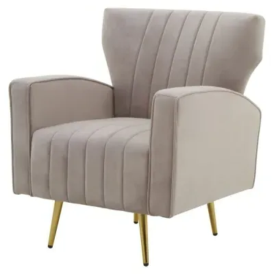 Hayley Velvet Armchair with Gold Metal Legs - Mink image