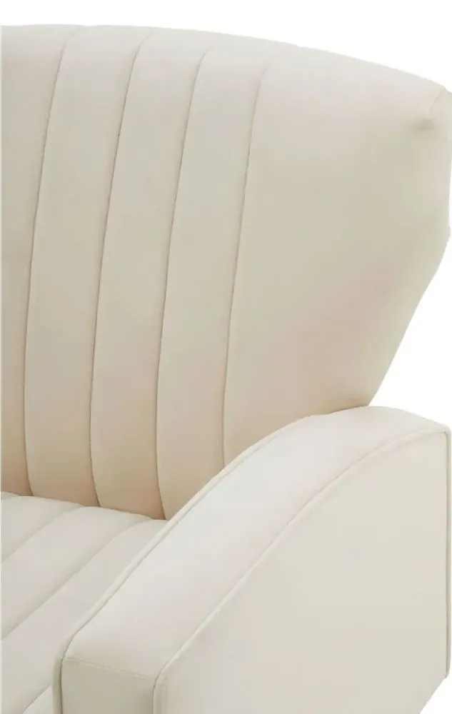 Hayley Velvet Armchair with Gold Metal Legs - Natural