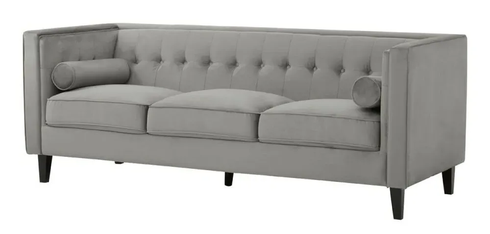 Helia 3-Seater Sofa - Grey, Velvet
