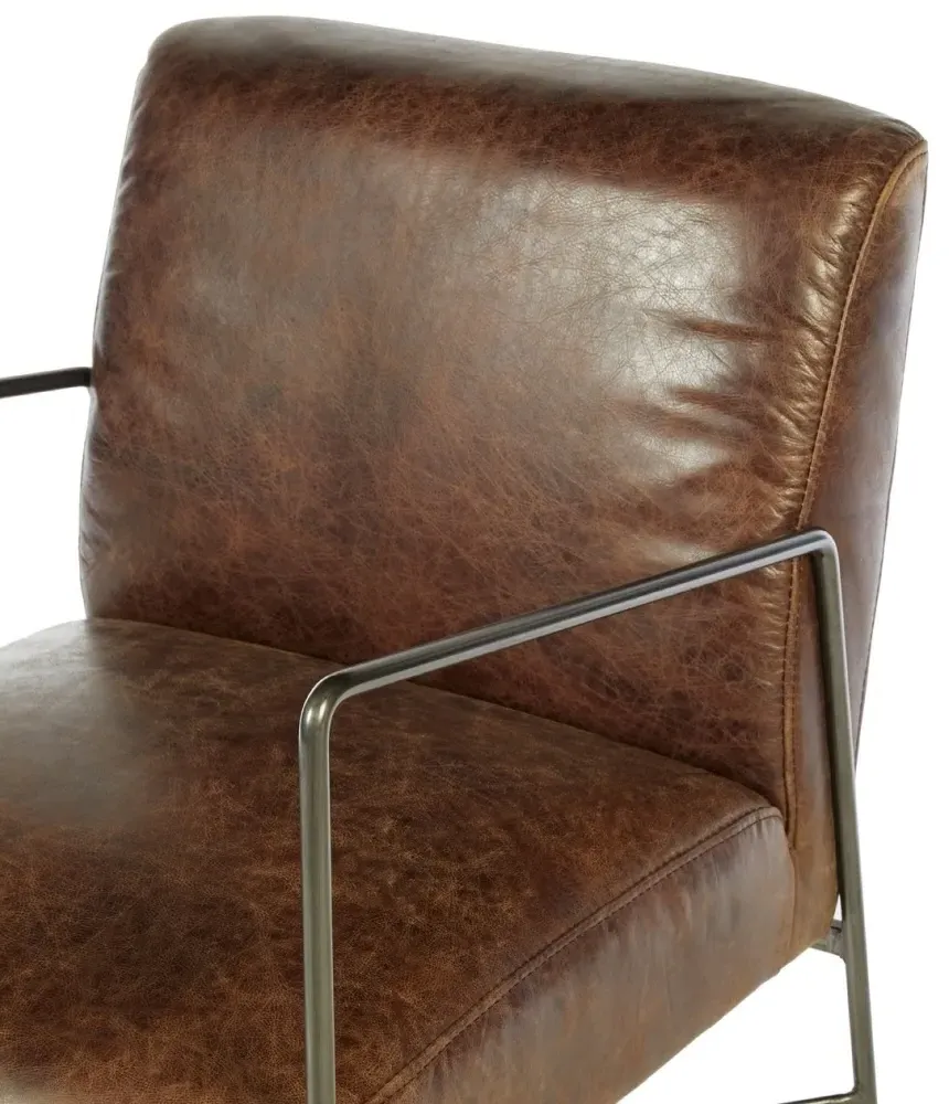 Hoxton Dining Chair - Brown, Leather