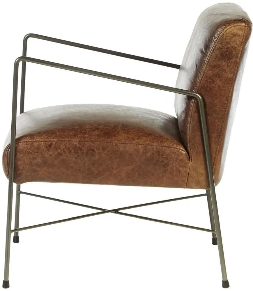 Hoxton Dining Chair - Brown, Leather