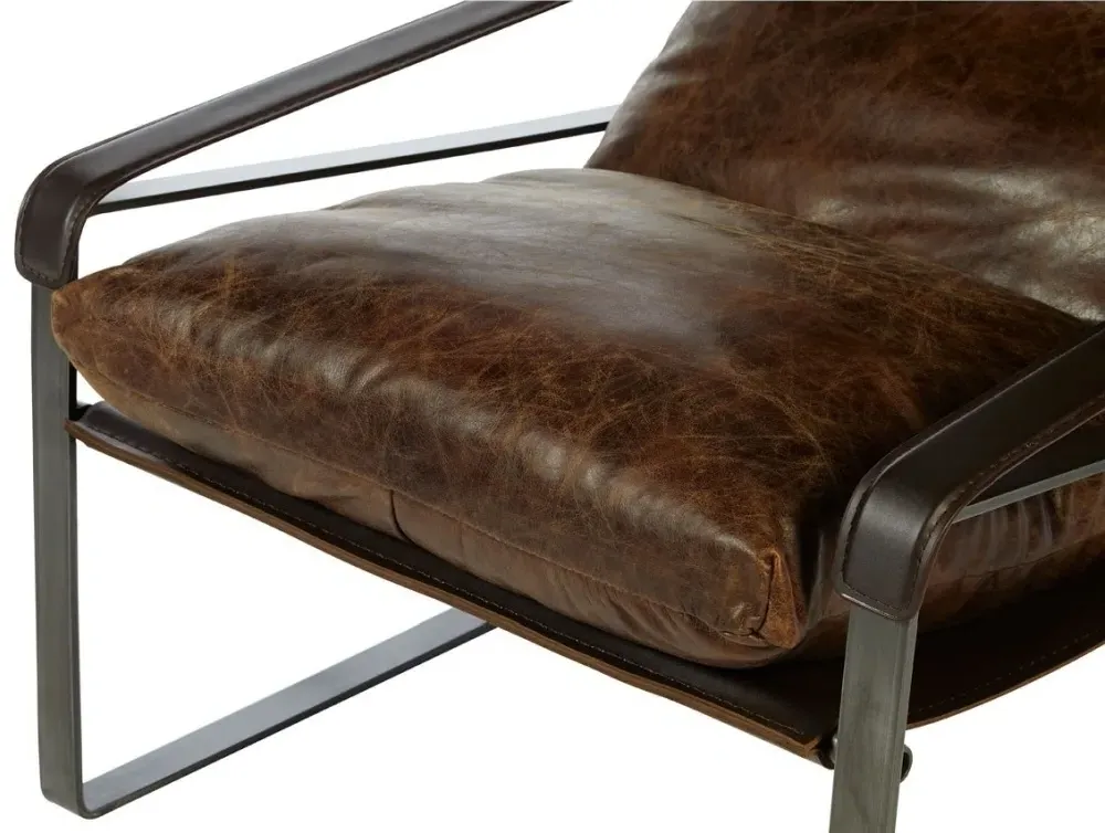Hoxton Distressed Lounge Chair - Brown, Leather