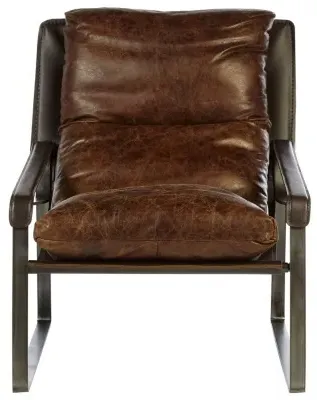 Hoxton Distressed Lounge Chair - Brown, Leather