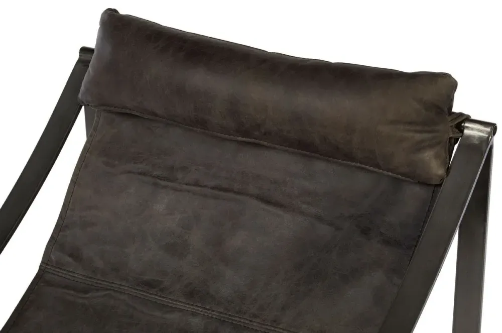 Hoxton Lounge Chair - Distressed Ebony, Leather