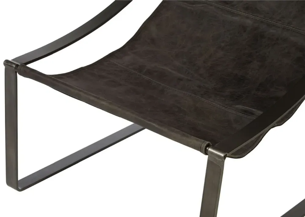 Hoxton Lounge Chair - Distressed Ebony, Leather