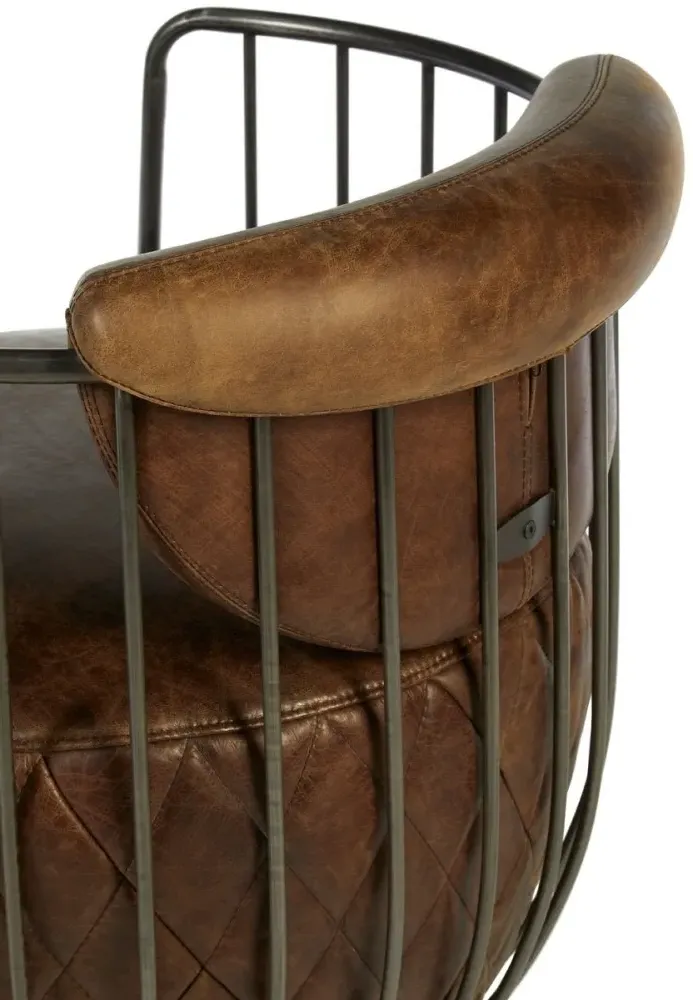 Hoxton Swivel Chair - Brown, Leather