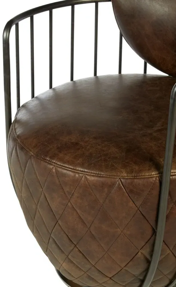 Hoxton Swivel Chair - Brown, Leather
