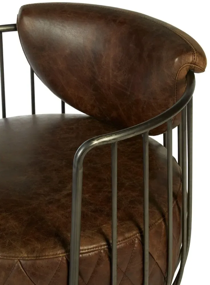 Hoxton Swivel Chair - Brown, Leather