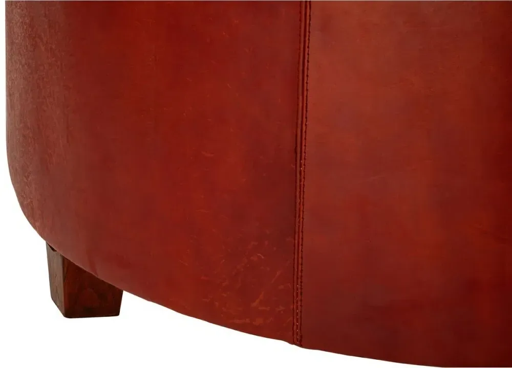 Inca Buttoned Stool - Brown, Leather