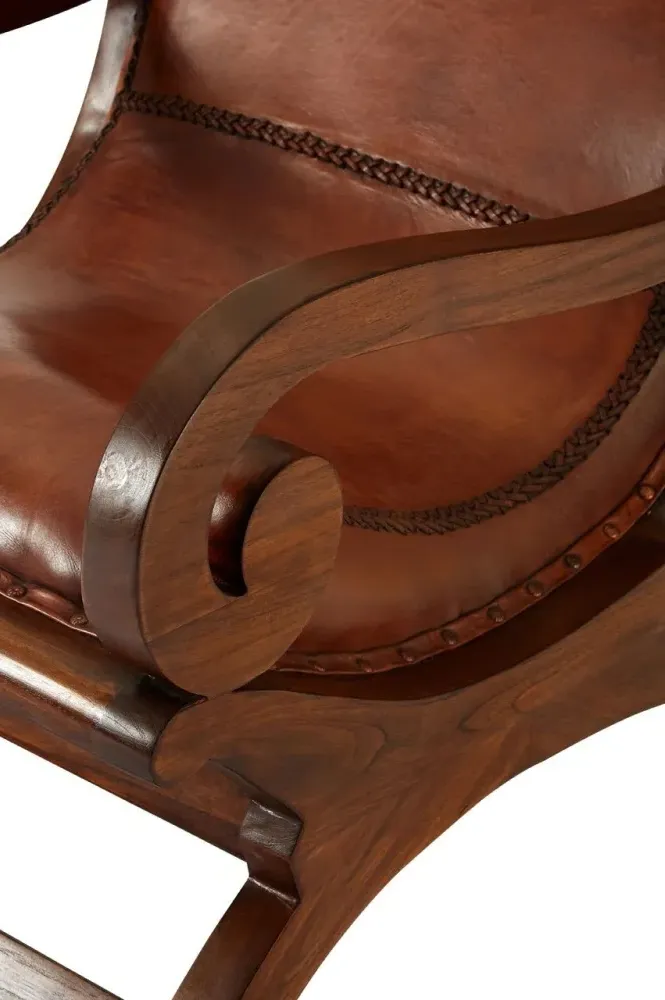 Inca Chair with Footstool - Brown, Leather