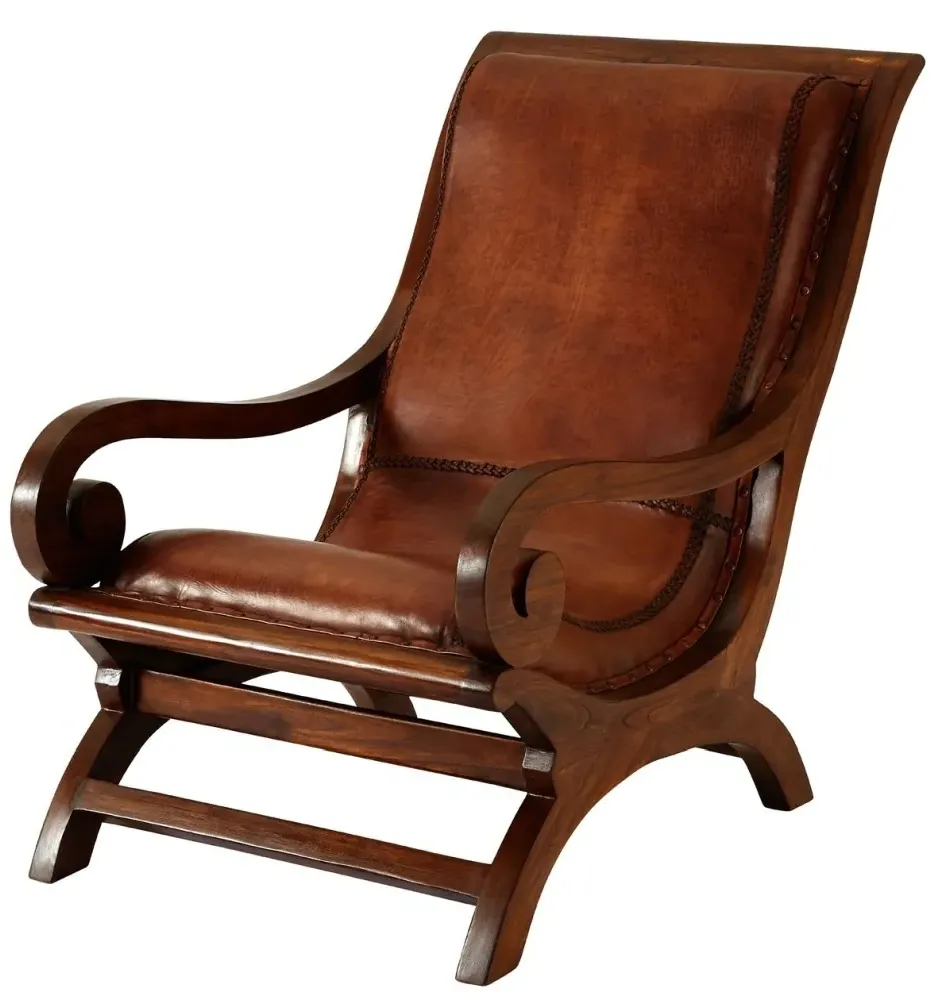 Inca Chair with Footstool - Brown, Leather