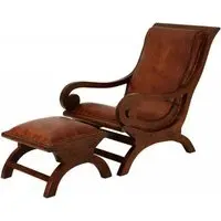 Inca Chair with Footstool - Brown, Leather