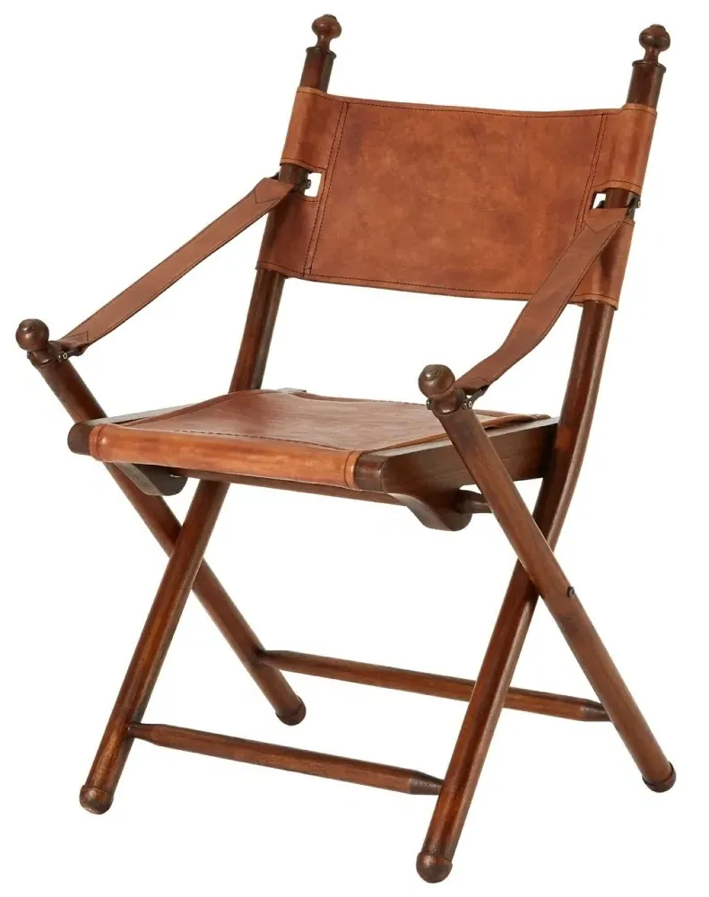 Inca Folding Chair - Brown, Leather