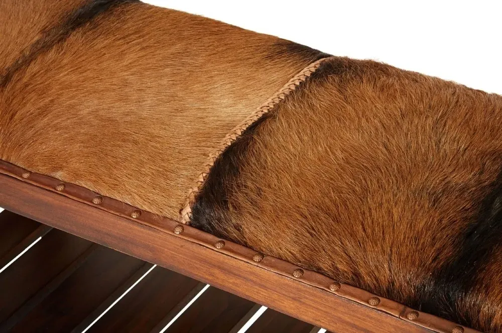 Inca Hallway Bench - Brown, Goat Hide