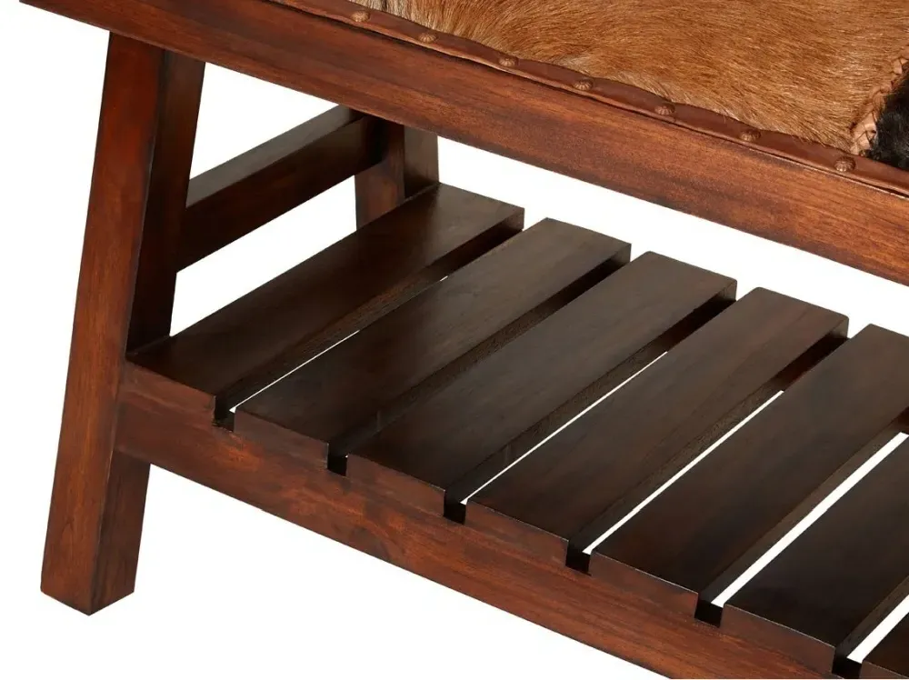 Inca Hallway Bench - Brown, Goat Hide