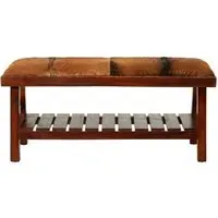 Inca Hallway Bench - Brown, Goat Hide