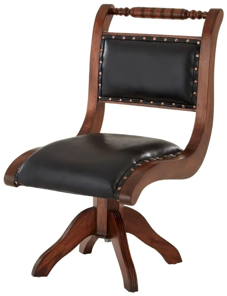 Inca Swivel Chair - Black, Leather