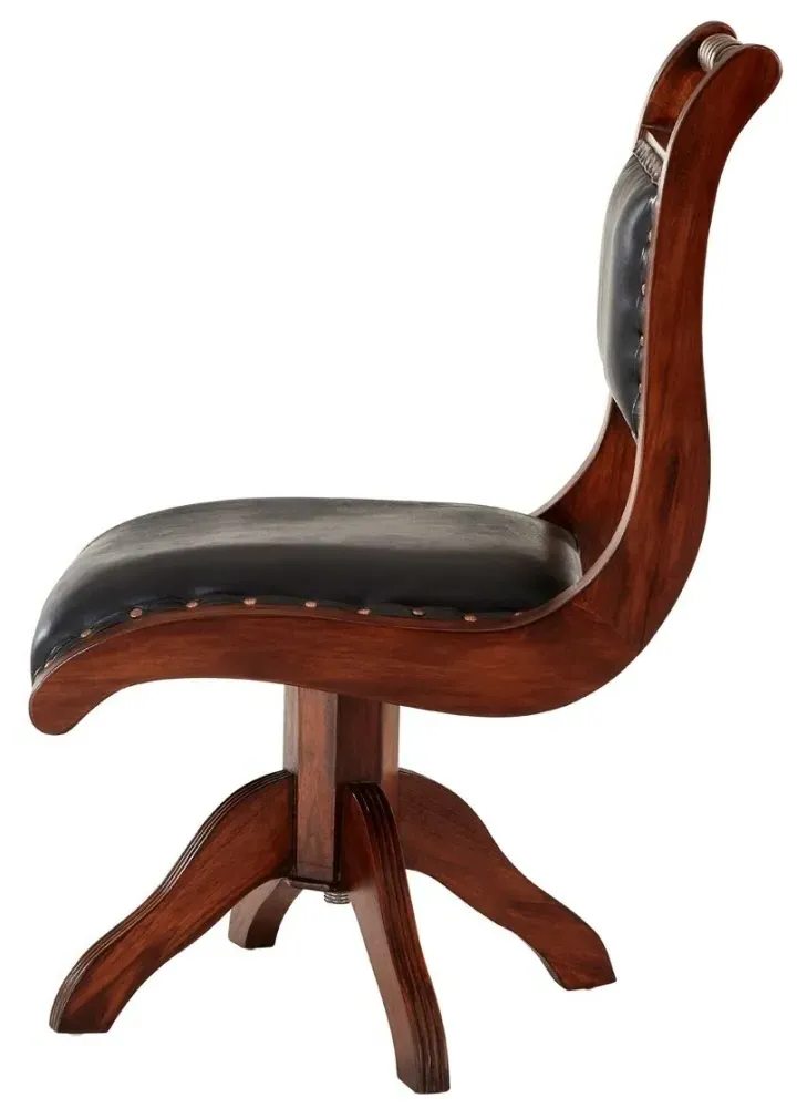 Inca Swivel Chair - Black, Leather