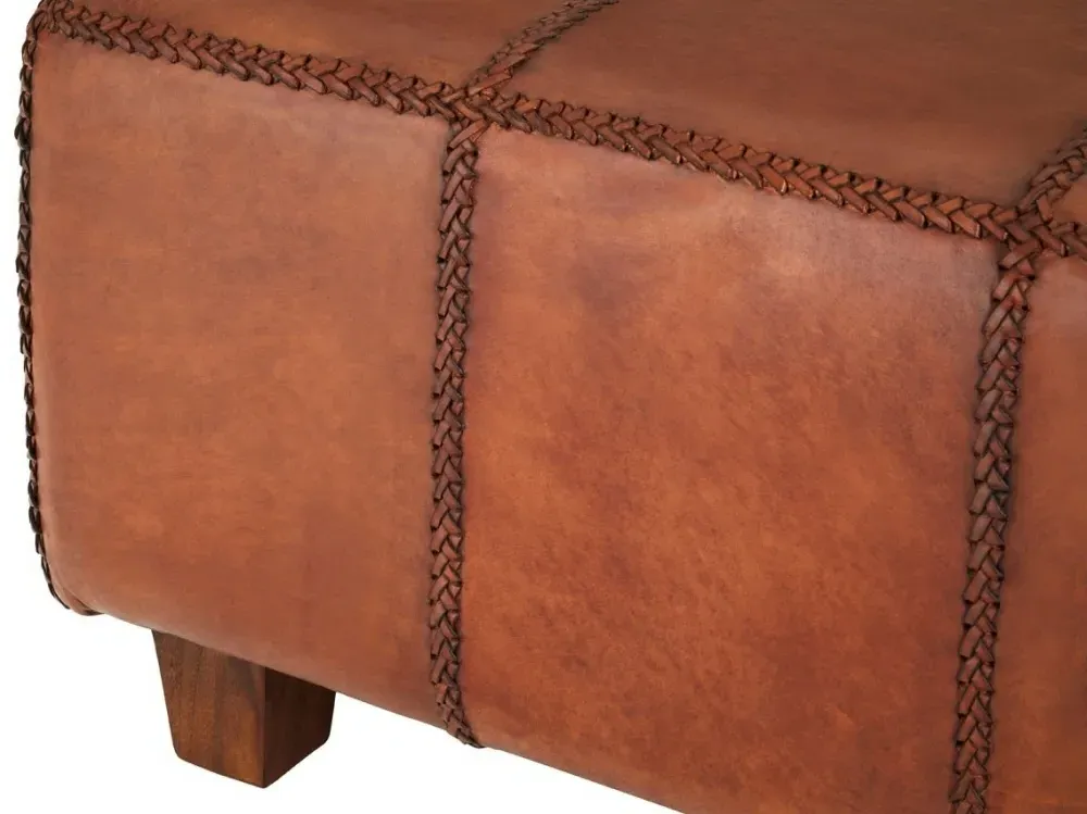 Inca Upholstered Bench - Brown, Leather