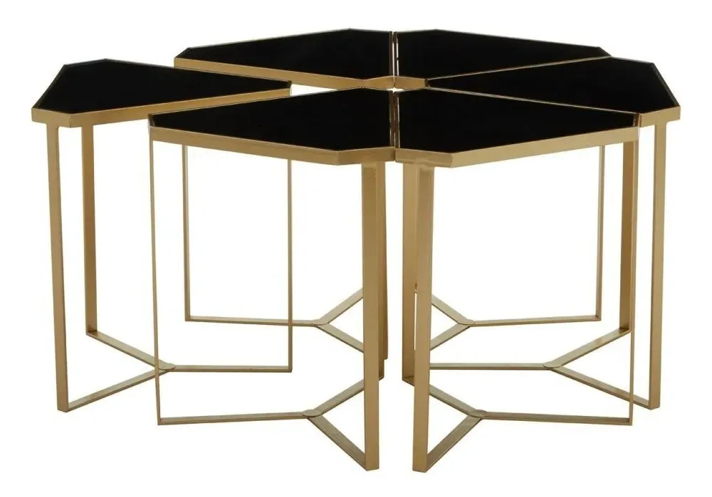 Jodie 6 Piece Flower Table Set - Black