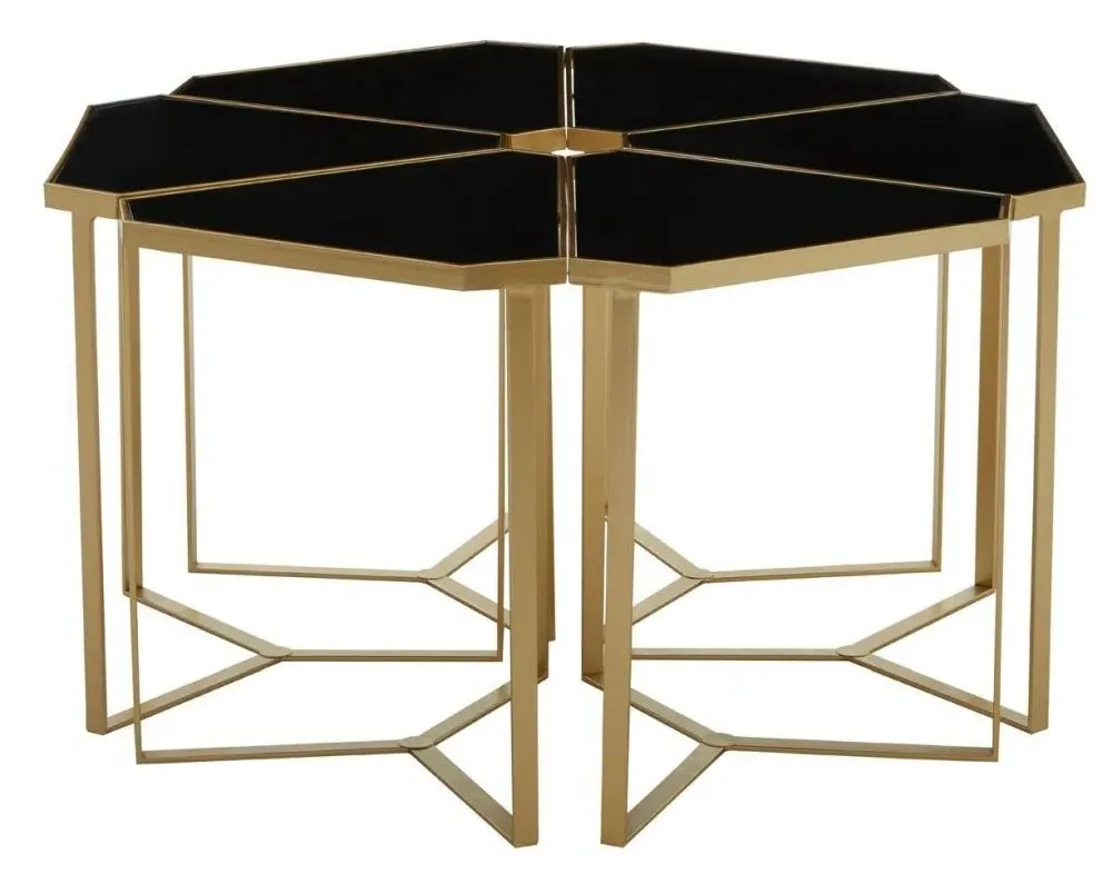 Jodie 6 Piece Flower Table Set - Black