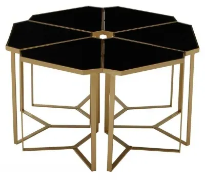 Jodie 6 Piece Flower Table Set - Black