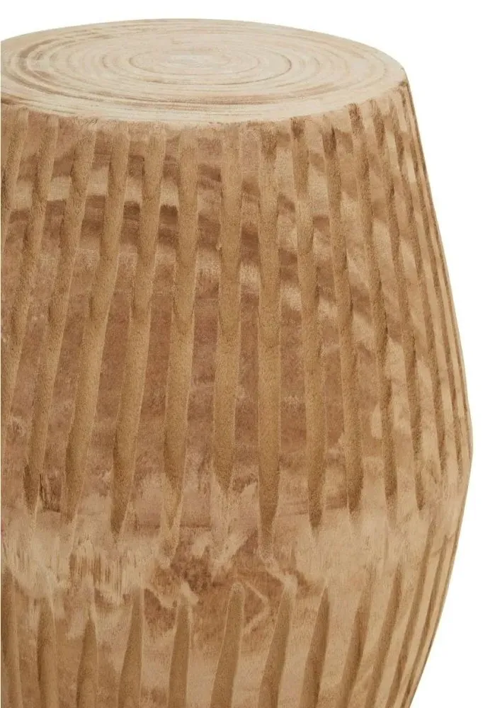 Jolie Engraved Round Side Table - Natural