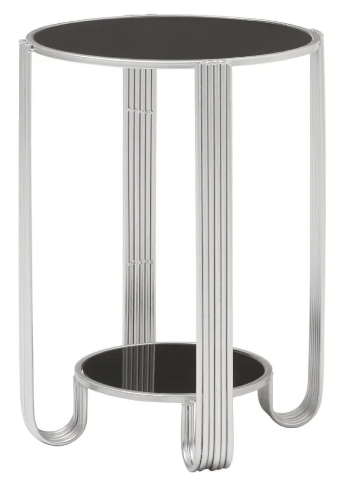 Jolie Round End Table - Black, Mirror