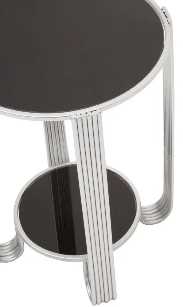 Jolie Round End Table - Black, Mirror