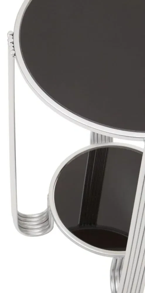 Jolie Round End Table - Black, Mirror