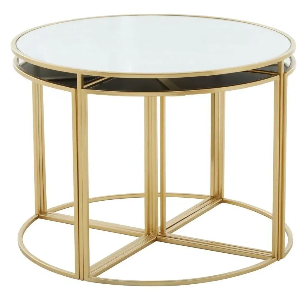 Jolie Round Nest of Tables - Gold, Mirror