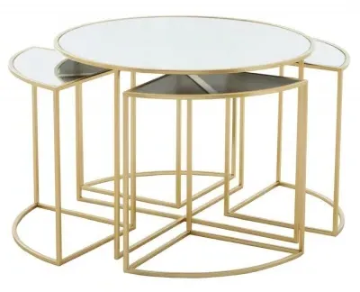 Jolie Round Nest of Tables - Gold, Mirror