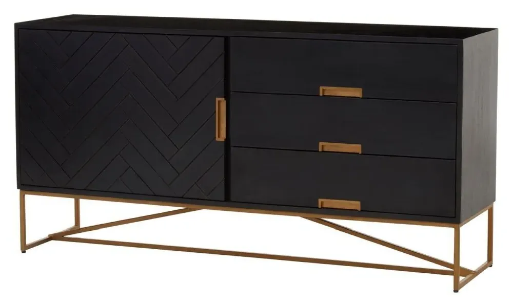 Jonesburg Medium Sideboard - Black, Mango Wood