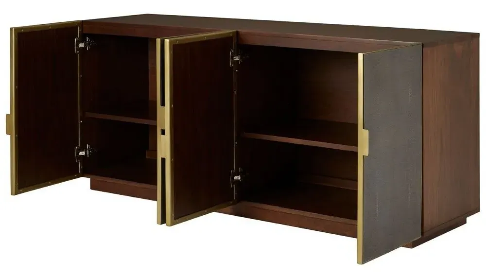 Kempton 4 Door Large Sideboard - Walnut, Shagreen