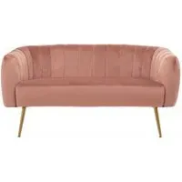 Larissa 2-Seater Sofa with Gold Metal Legs - Pink, Velvet