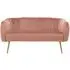 Larissa 2-Seater Sofa with Gold Metal Legs - Pink, Velvet