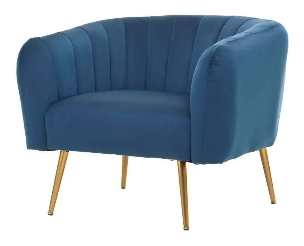 Larissa Accent Chair - Blue, Velvet